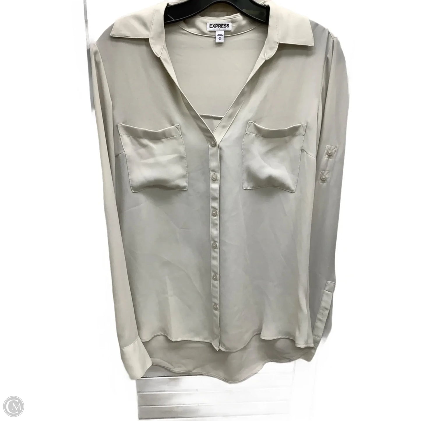 Top Long Sleeve By Express In Beige, Size: M