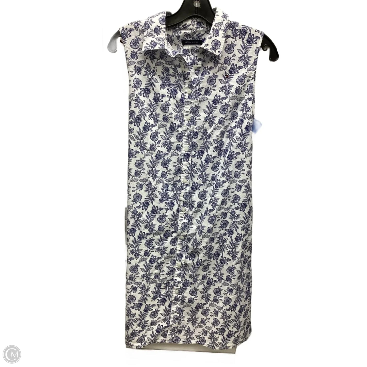 Dress Casual Midi By Tommy Hilfiger In Blue & White, Size: 4
