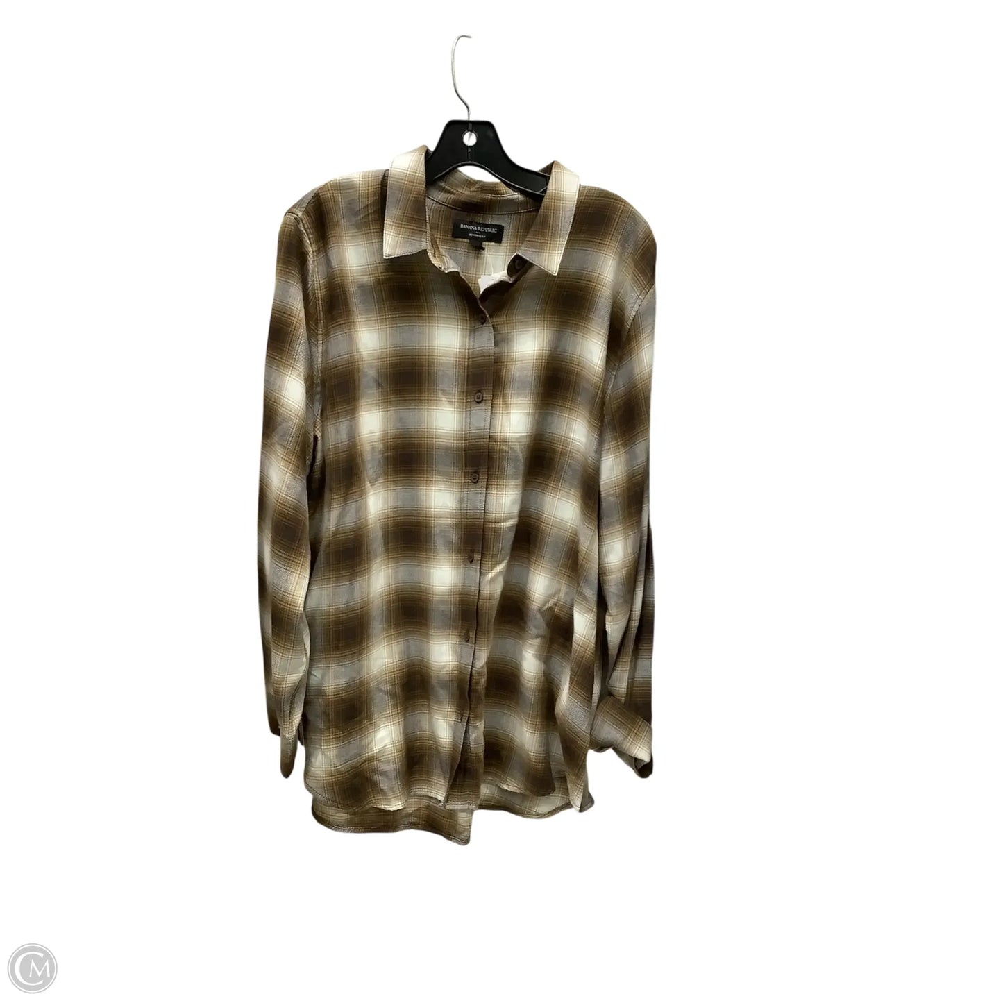 Top Long Sleeve By Banana Republic In Plaid Pattern, Size: Xl
