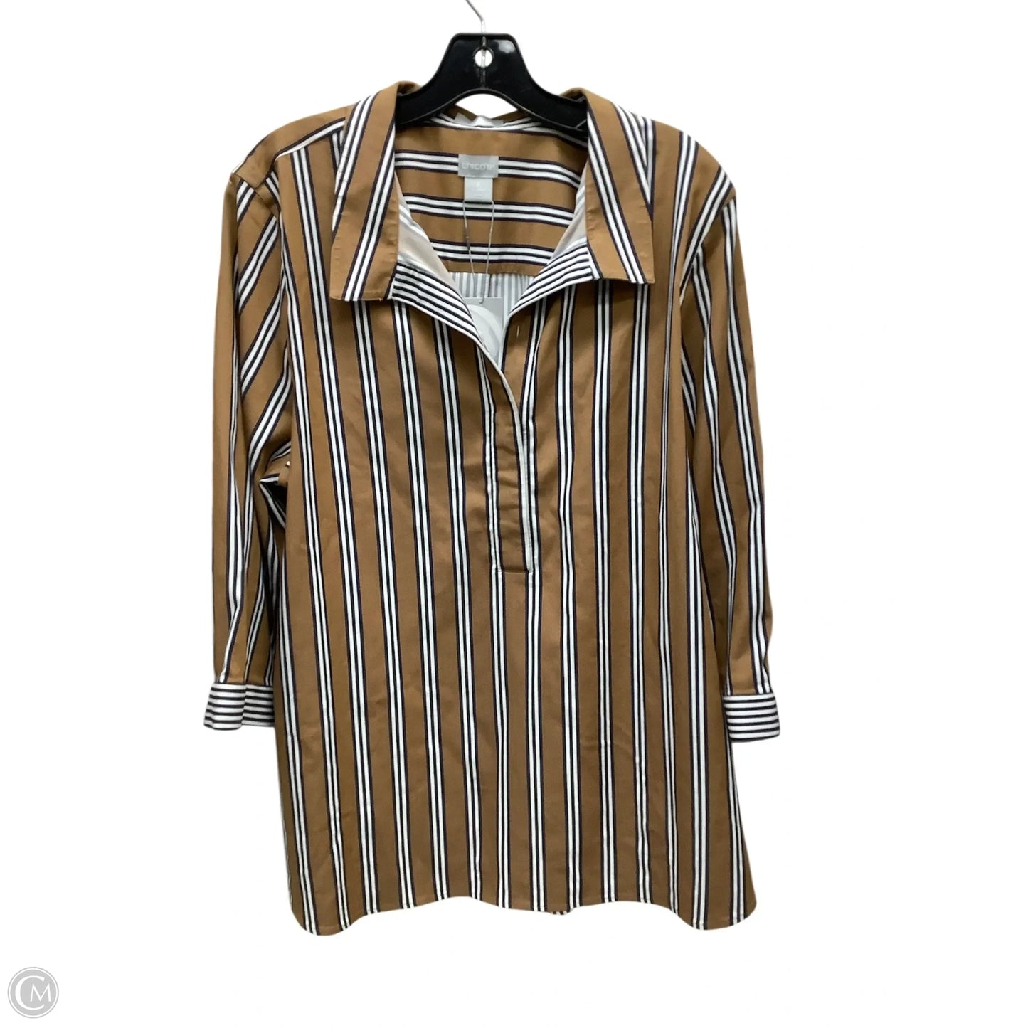 Top Long Sleeve By Chicos In Striped Pattern, Size: Xl