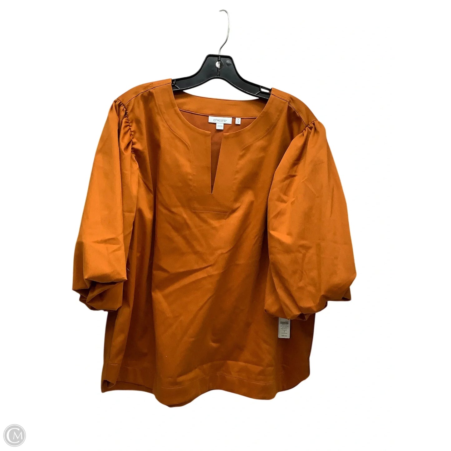 Blouse Short Sleeve By Chicos In Orange, Size: Xl