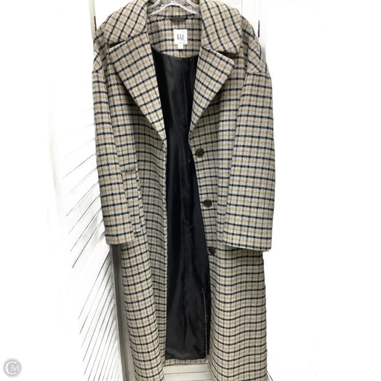Coat Trench Coat By Gap In Plaid Pattern, Size: L
