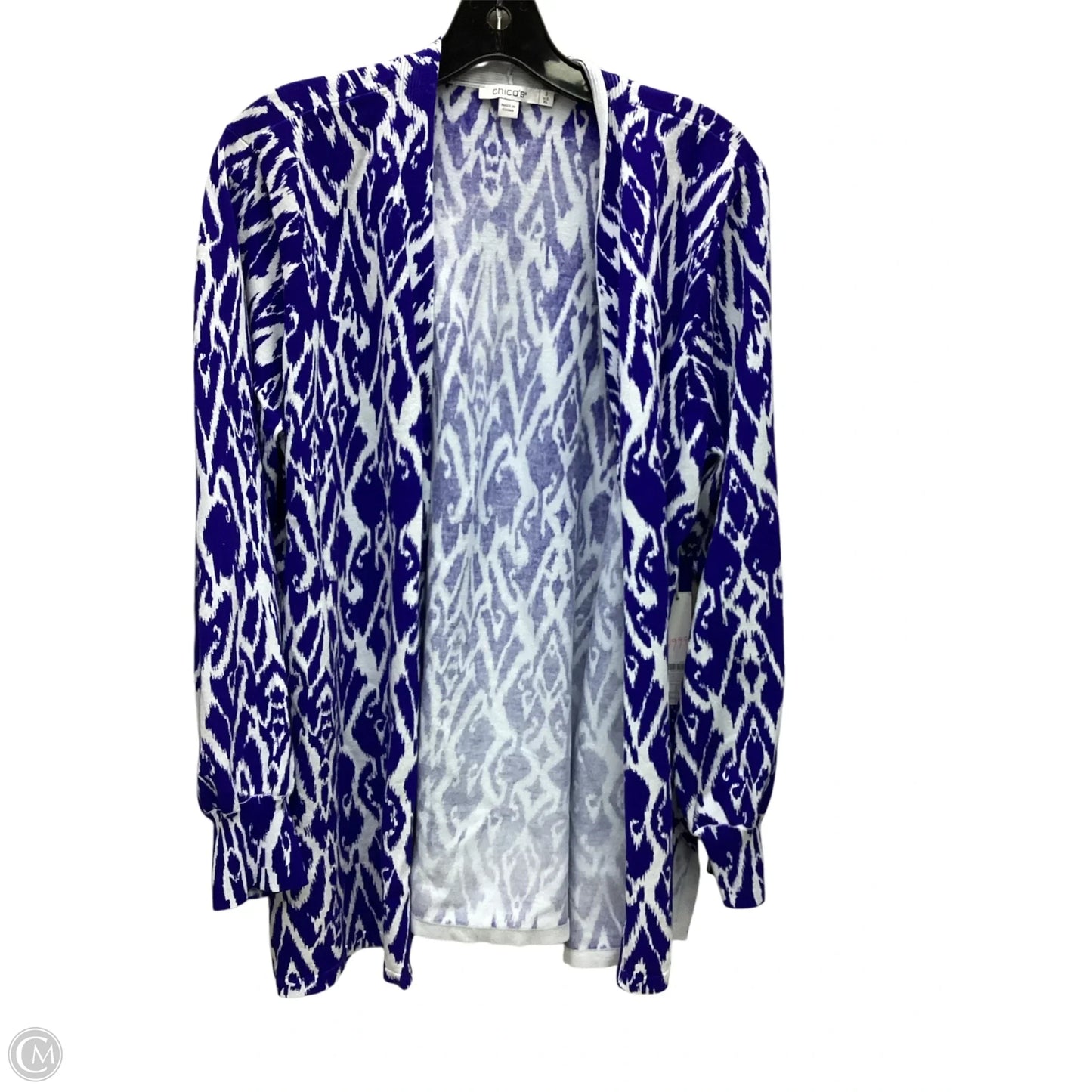 Cardigan By Chicos In Blue & White, Size: Xl