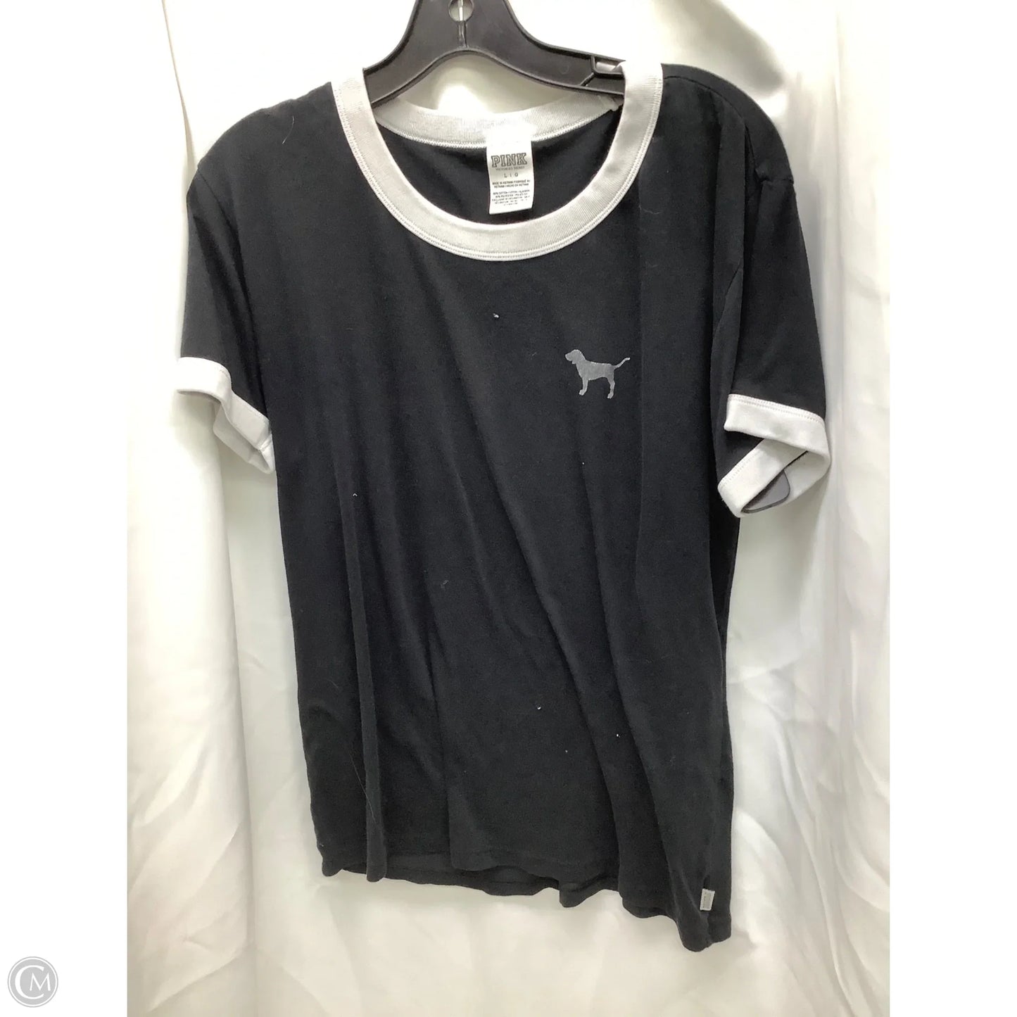 Top Short Sleeve By Pink In Black & White, Size: L