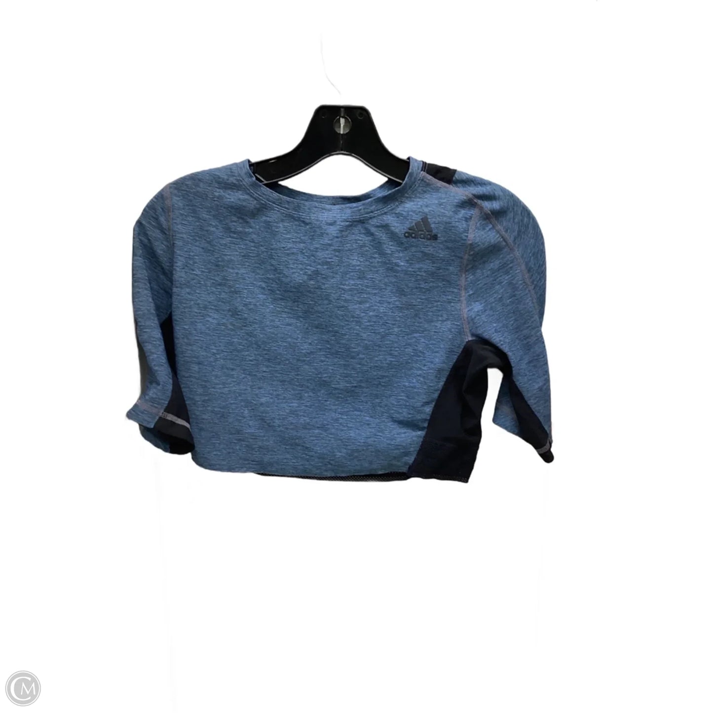 Athletic Top Short Sleeve By Adidas In Black & Blue, Size: S