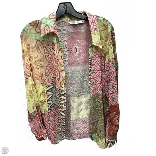 Top Long Sleeve By Zara In Paisley Print, Size: Xl