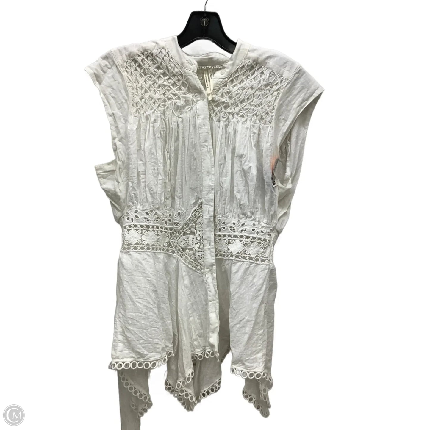 Top Sleeveless By Anthropologie In White, Size: L