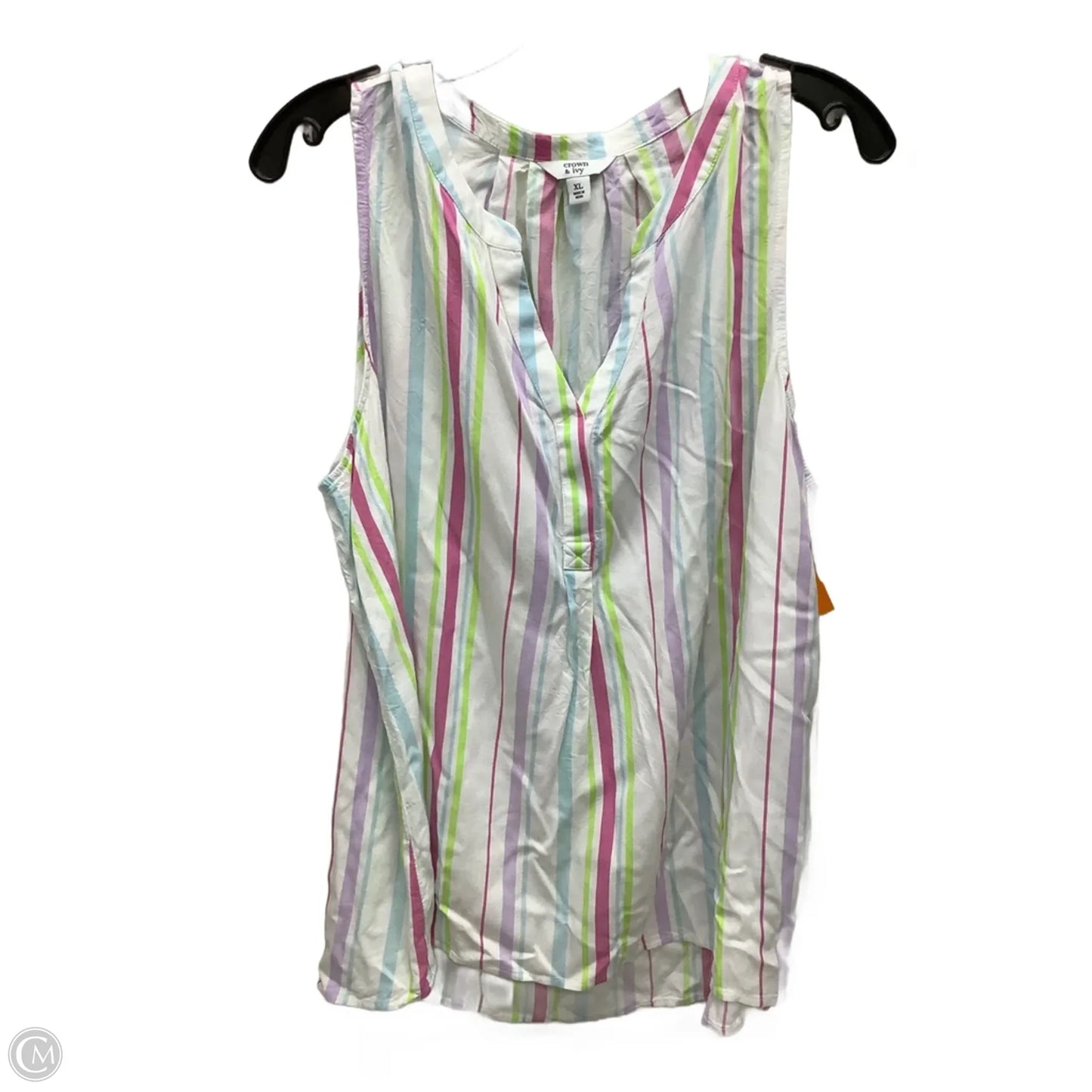 Top Sleeveless By Crown And Ivy In Striped Pattern, Size: Xl