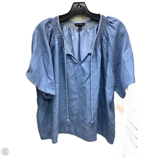 Top Short Sleeve By Zac And Rachel In Blue Denim, Size: L