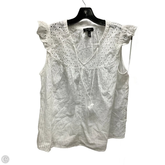 Top Short Sleeve By Jessica Simpson In White, Size: 1x