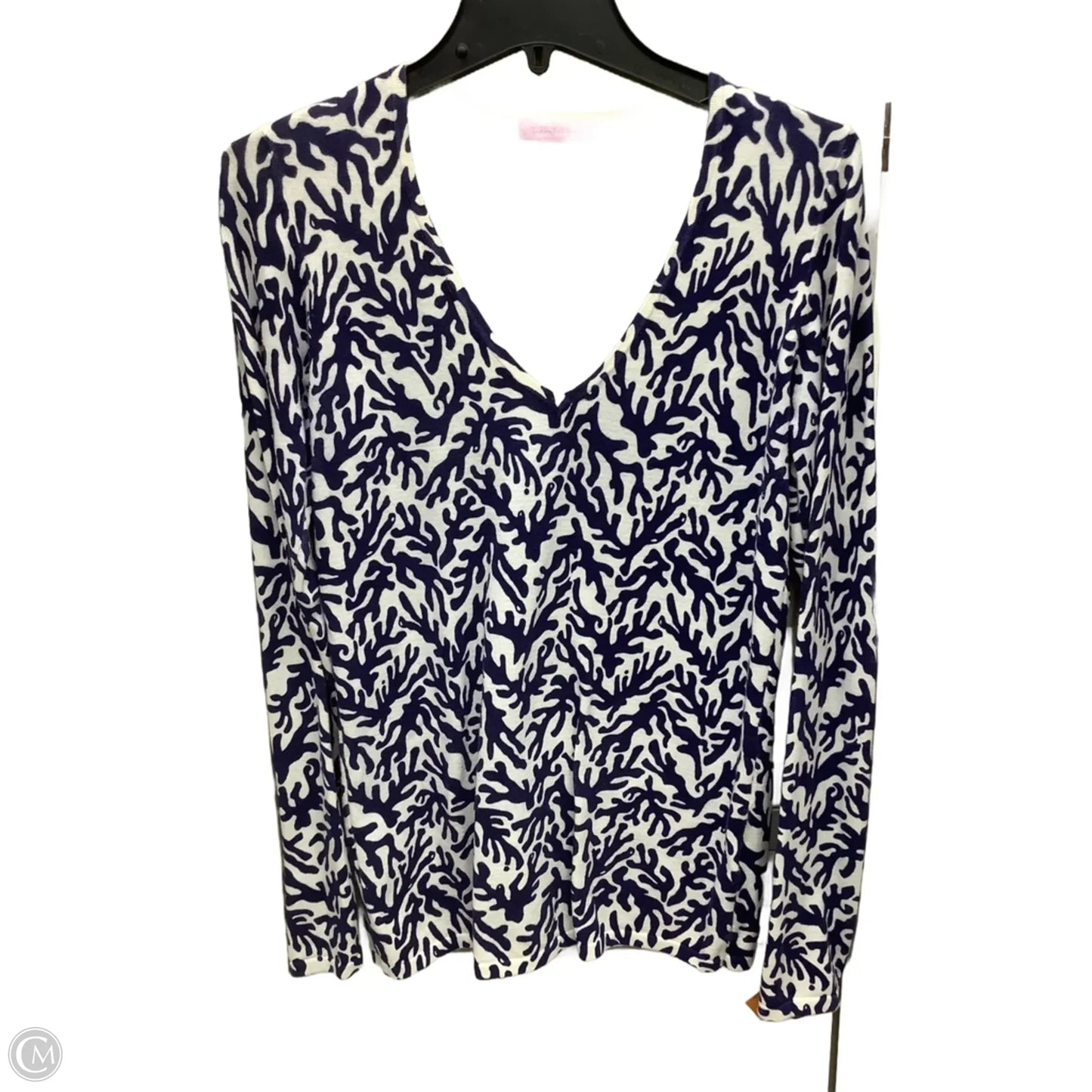 Top Long Sleeve Designer By Lilly Pulitzer In Black & White, Size: M