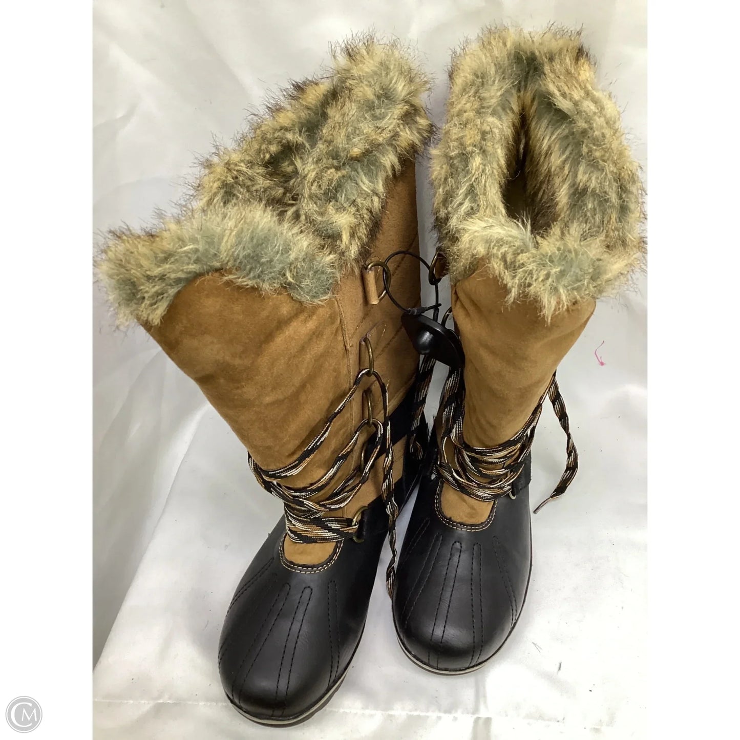 Boots Snow By Clothes Mentor In Black & Brown, Size: 9