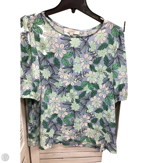 Top Short Sleeve By Loft In Floral Print, Size: L