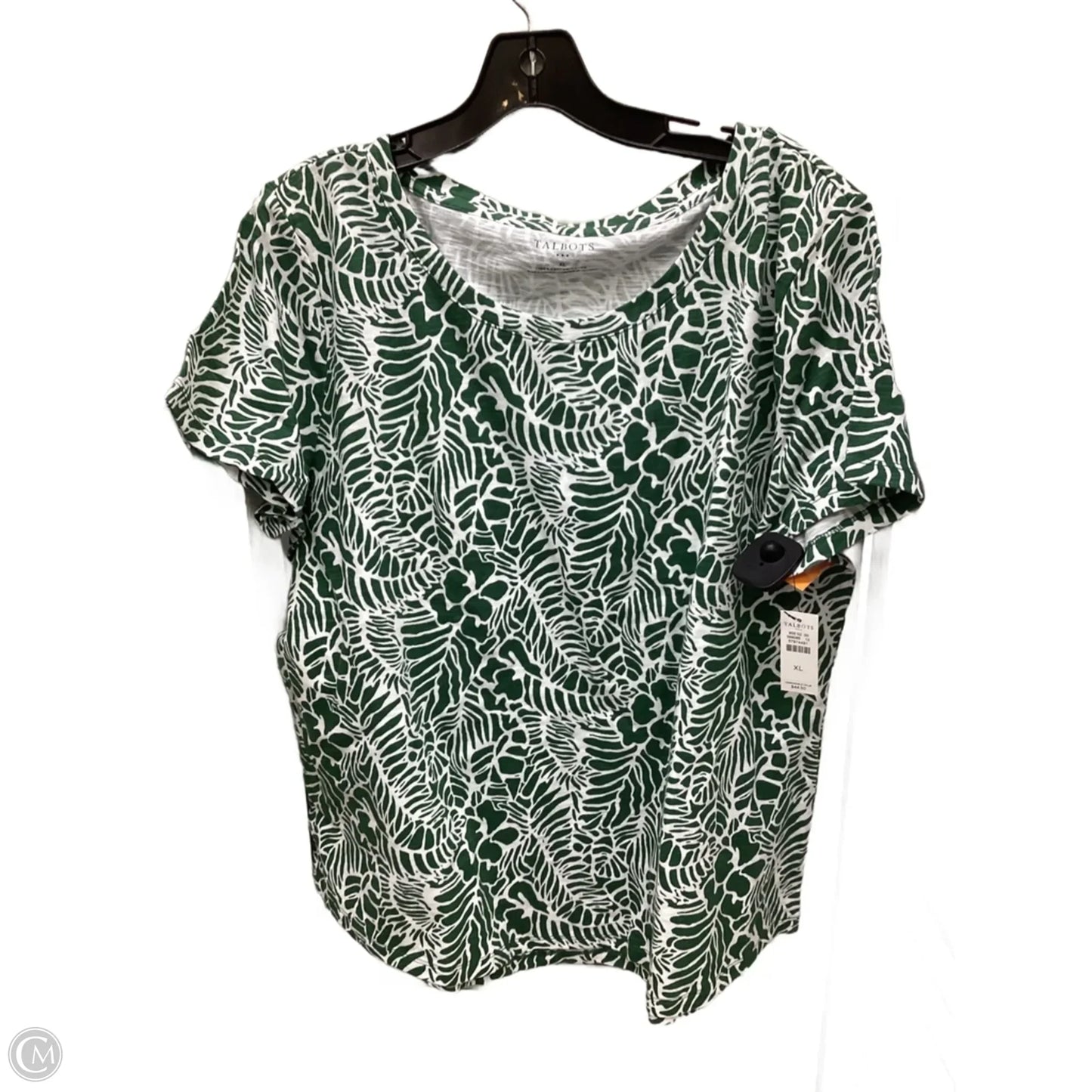 Top Short Sleeve By Talbots In Green & White, Size: Xl