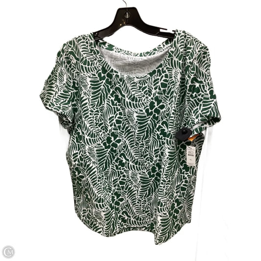 Top Short Sleeve By Talbots In Green & White, Size: Xl
