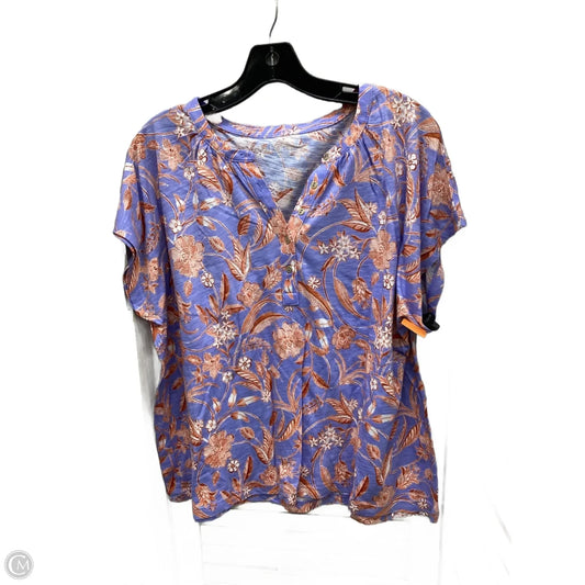 Top Short Sleeve By Loft In Multi-colored, Size: Xl