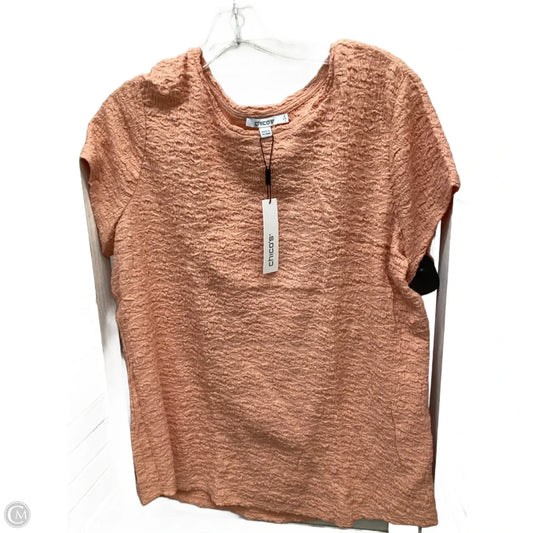 Top Short Sleeve By Chicos In Peach, Size: L