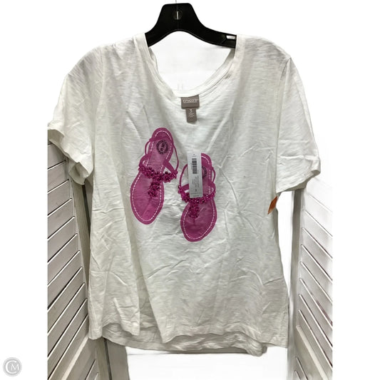 Top Short Sleeve By Chicos In White, Size: Xl