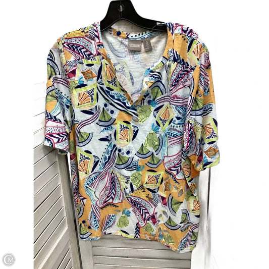 Top Short Sleeve By Chicos In Multi-colored, Size: Xl