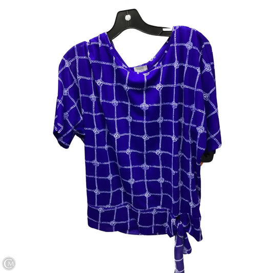 Top Short Sleeve By Chicos In Blue & White, Size: M