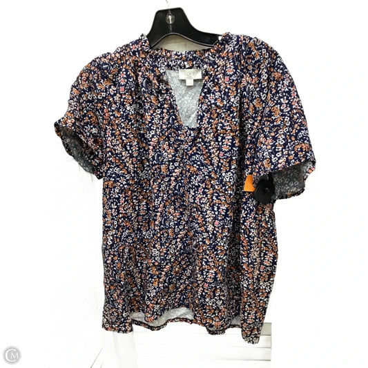 Top Short Sleeve By Loft In Floral Print, Size: Xl
