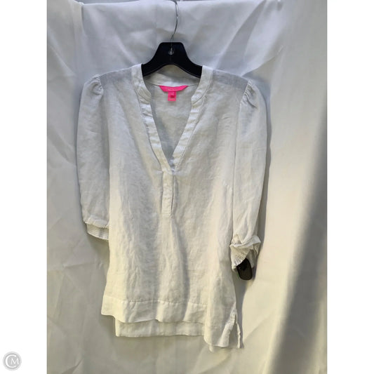 Top 3/4 Sleeve Designer By Lilly Pulitzer In White, Size: 6