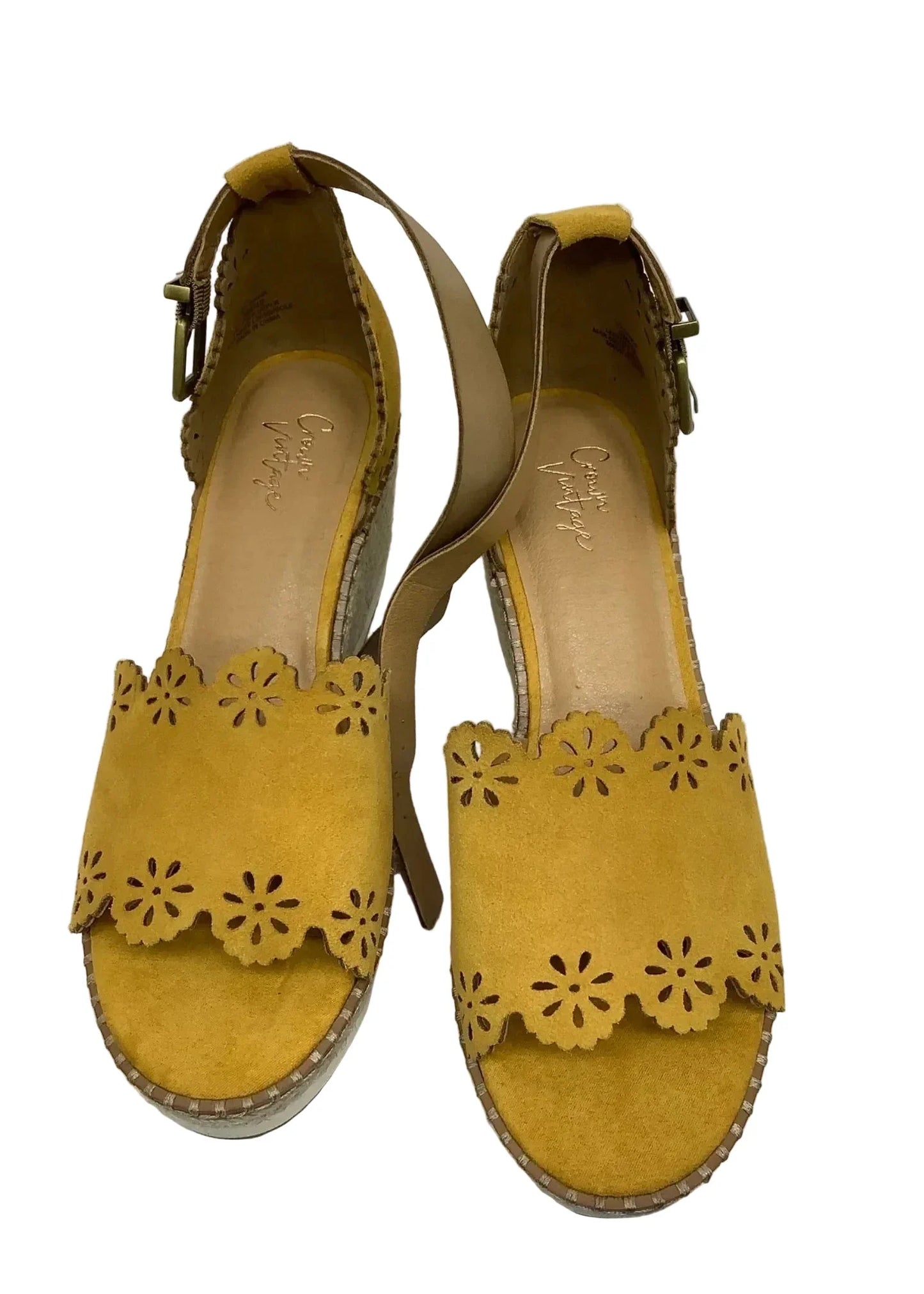 Sandals Heels Wedge By Crown Vintage In Tan, Size: 9