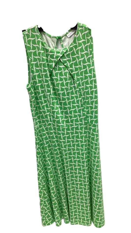 Dress Casual Midi By New York And Co In Green & White, Size: M