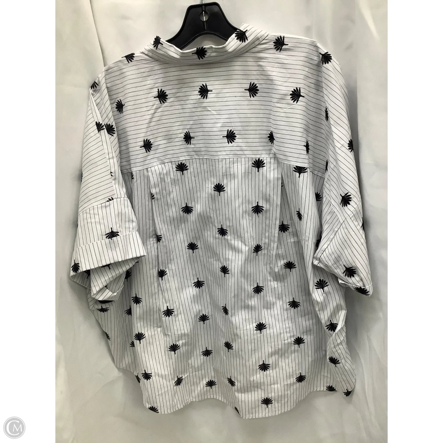 Top Short Sleeve By Loft In Black & White, Size: Xl