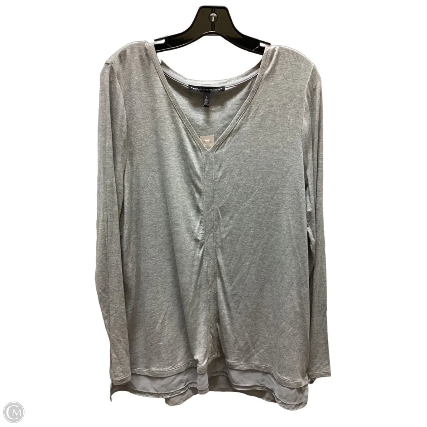 Top Long Sleeve By White House Black Market In Grey, Size: L