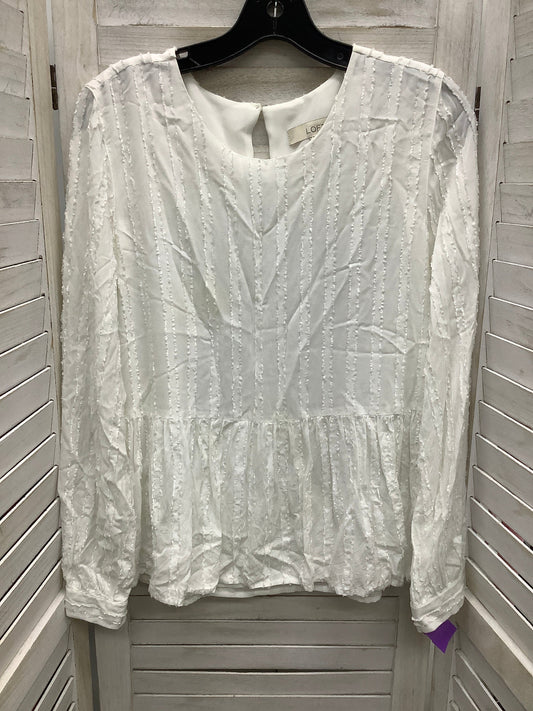 White Top Long Sleeve Loft, Size M