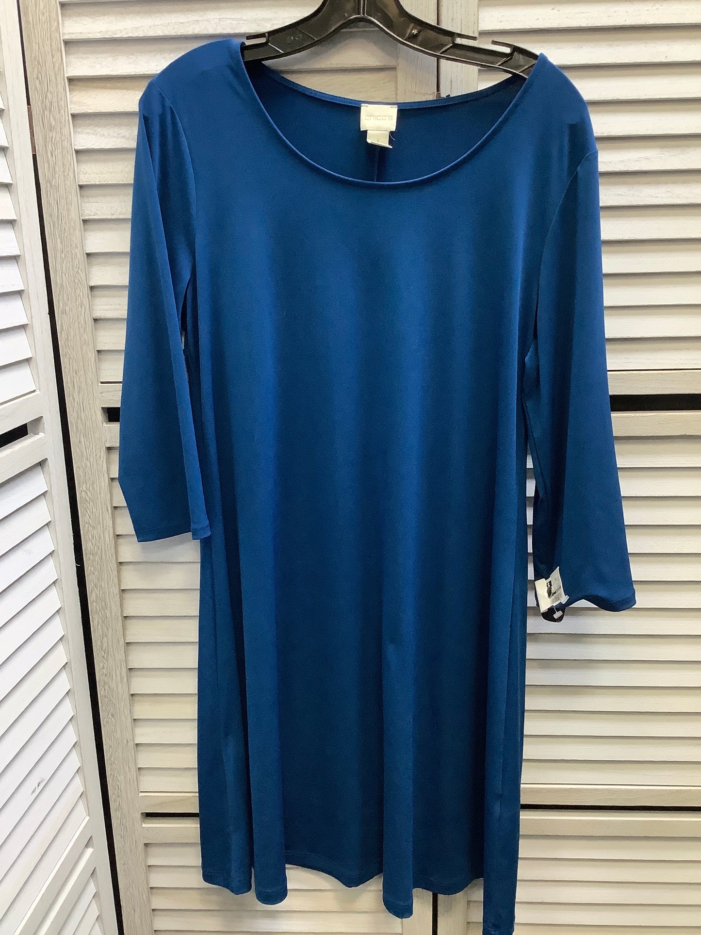 Dress Casual Midi By Chicos In Blue, Size: Xl