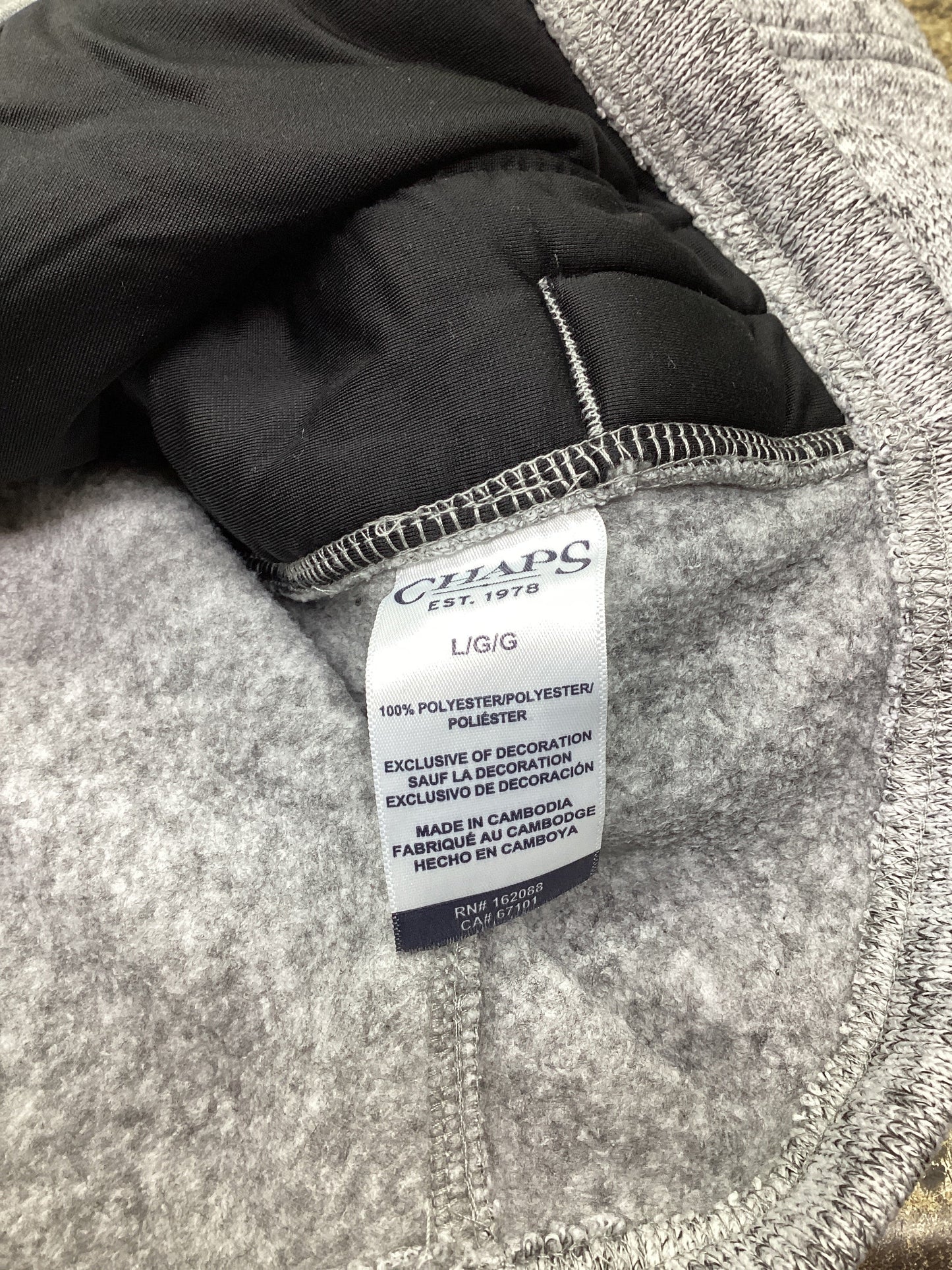 Jacket Fleece By Chaps In Grey, Size: L