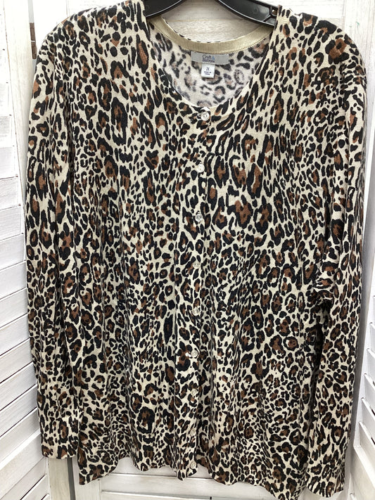 Cardigan By Croft And Barrow In Leopard Print, Size: 2x