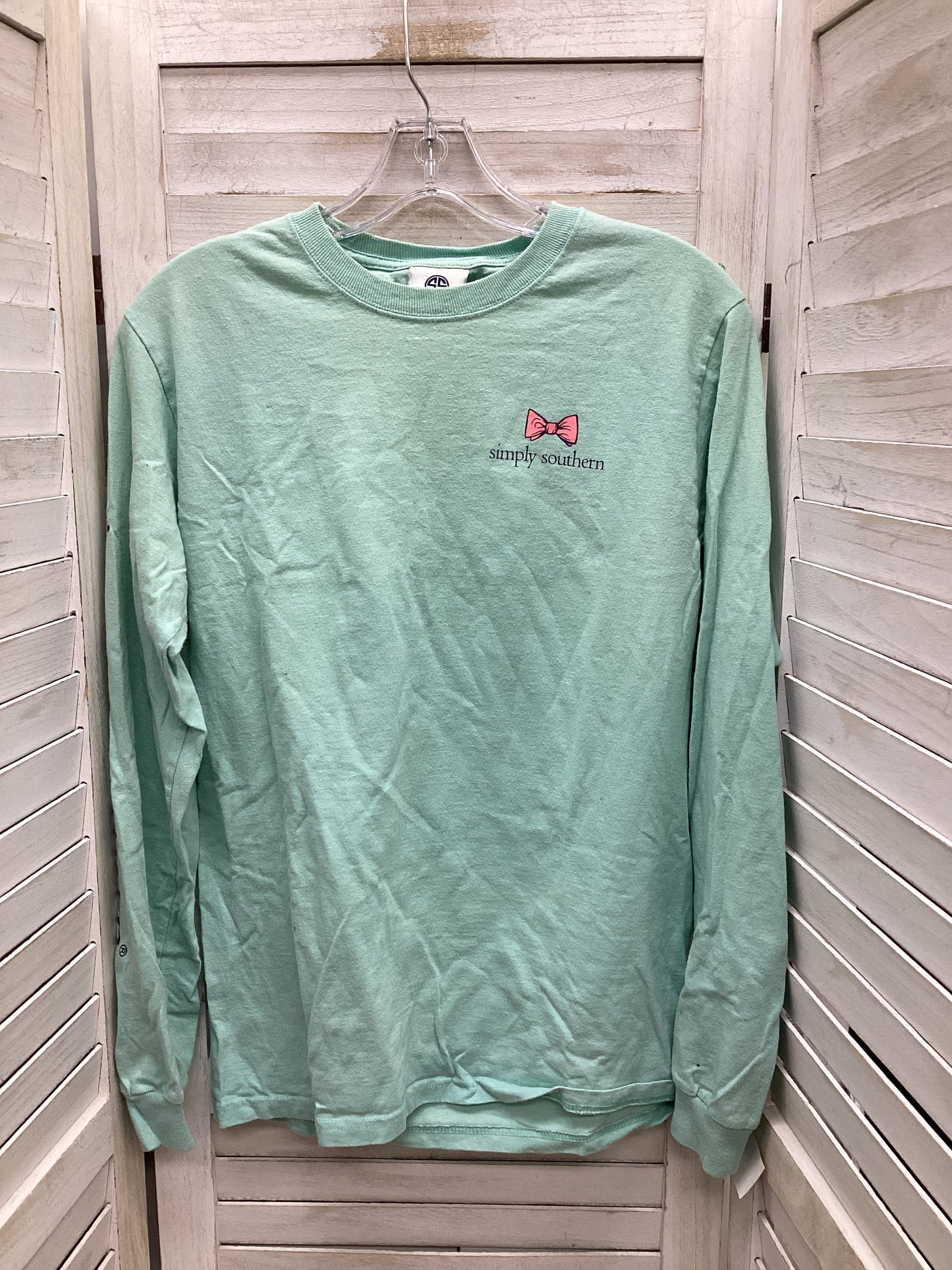 Top Long Sleeve By Simply Southern In Teal, Size: S