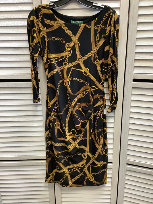 Dress Casual Maxi By Ralph Lauren In Black & Gold, Size: 4