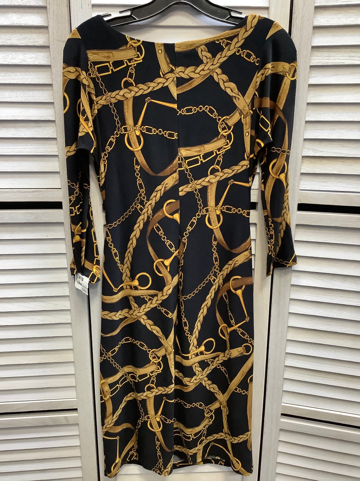 Dress Casual Maxi By Ralph Lauren In Black & Gold, Size: 4