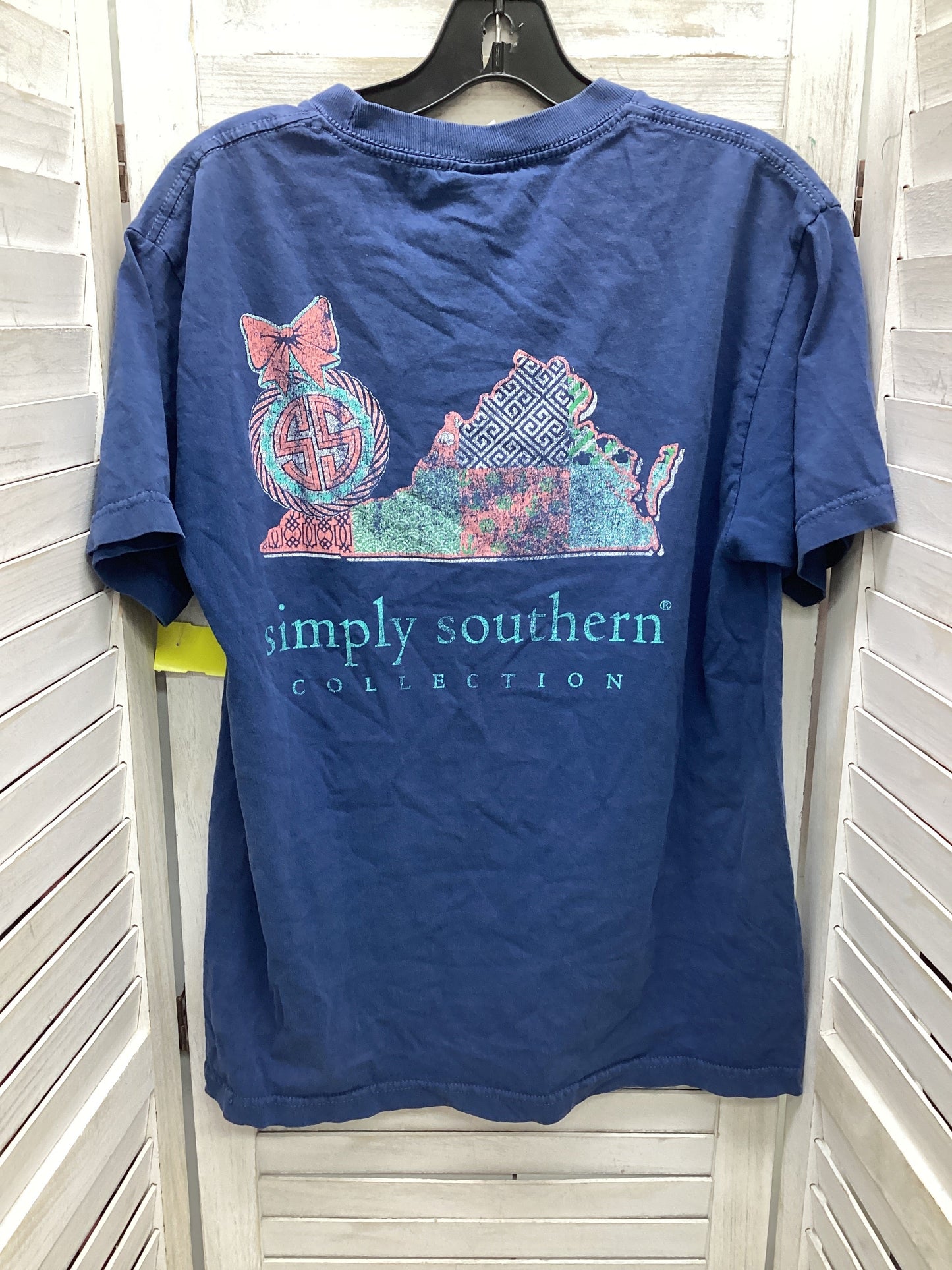 Top Short Sleeve By Simply Southern In Blue, Size: S