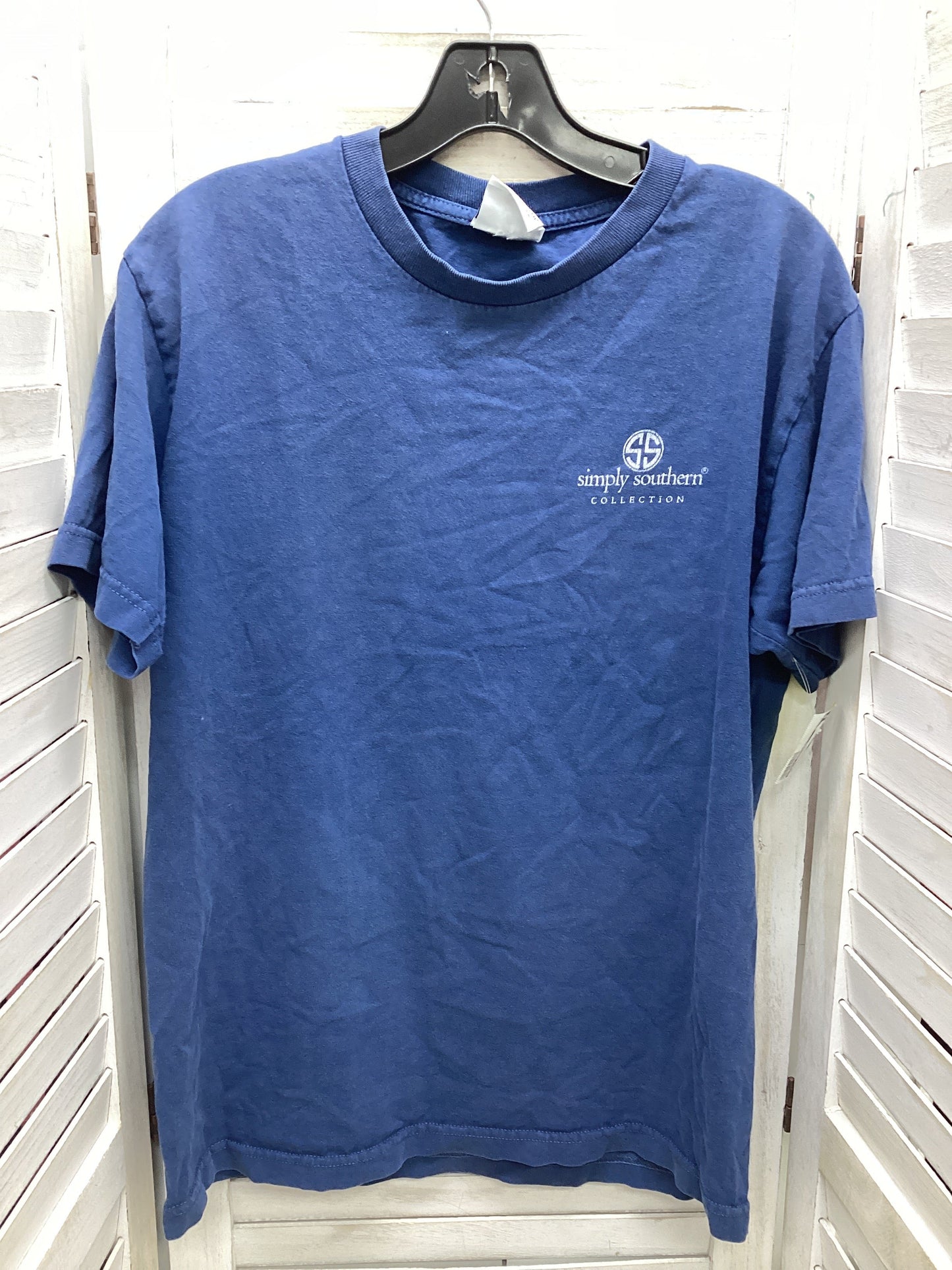 Top Short Sleeve By Simply Southern In Blue, Size: S