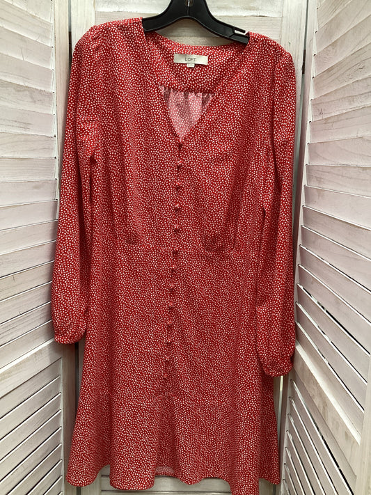 Dress Casual Midi By Loft In Red & White, Size: 12