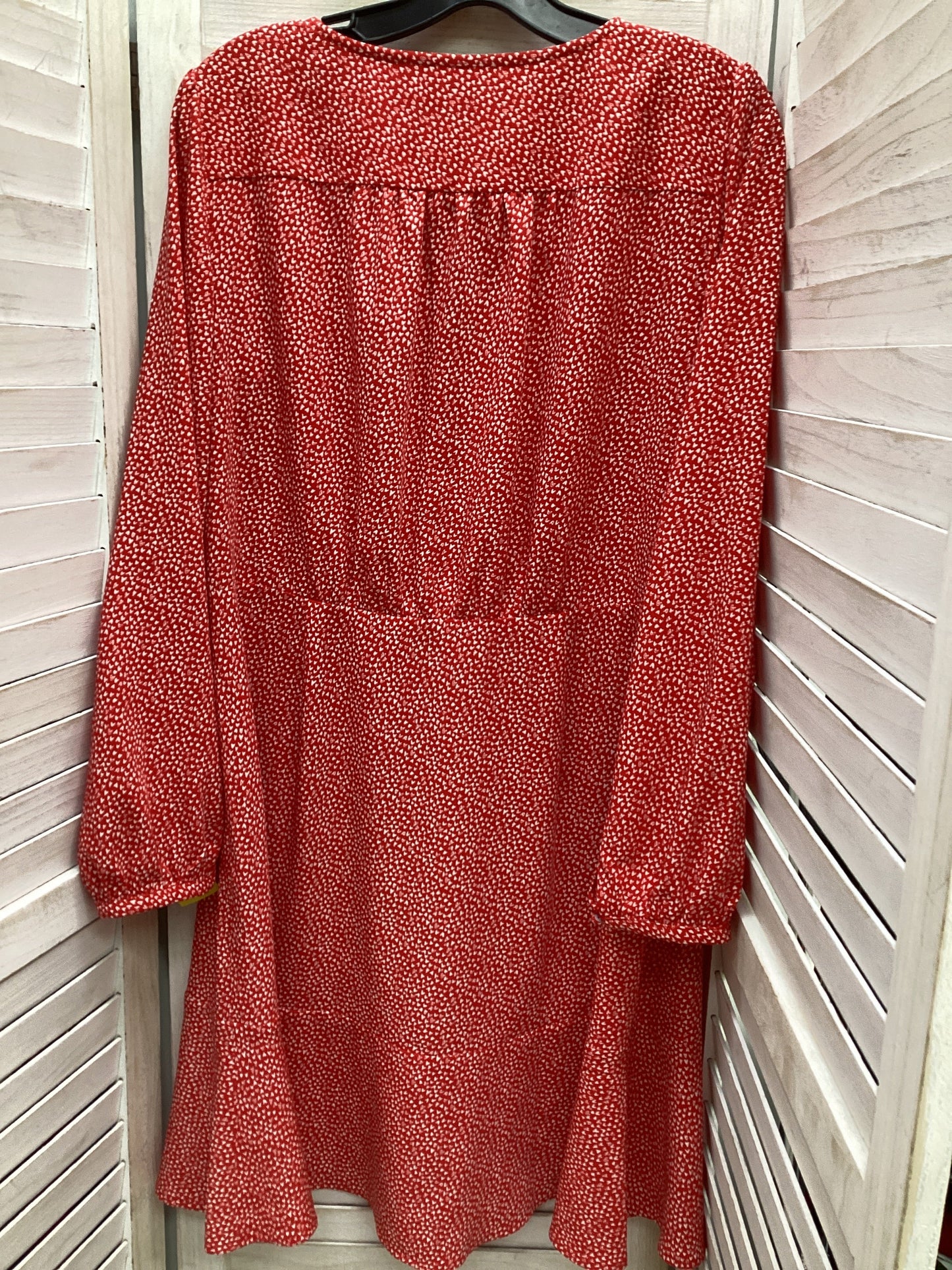 Dress Casual Midi By Loft In Red & White, Size: 12