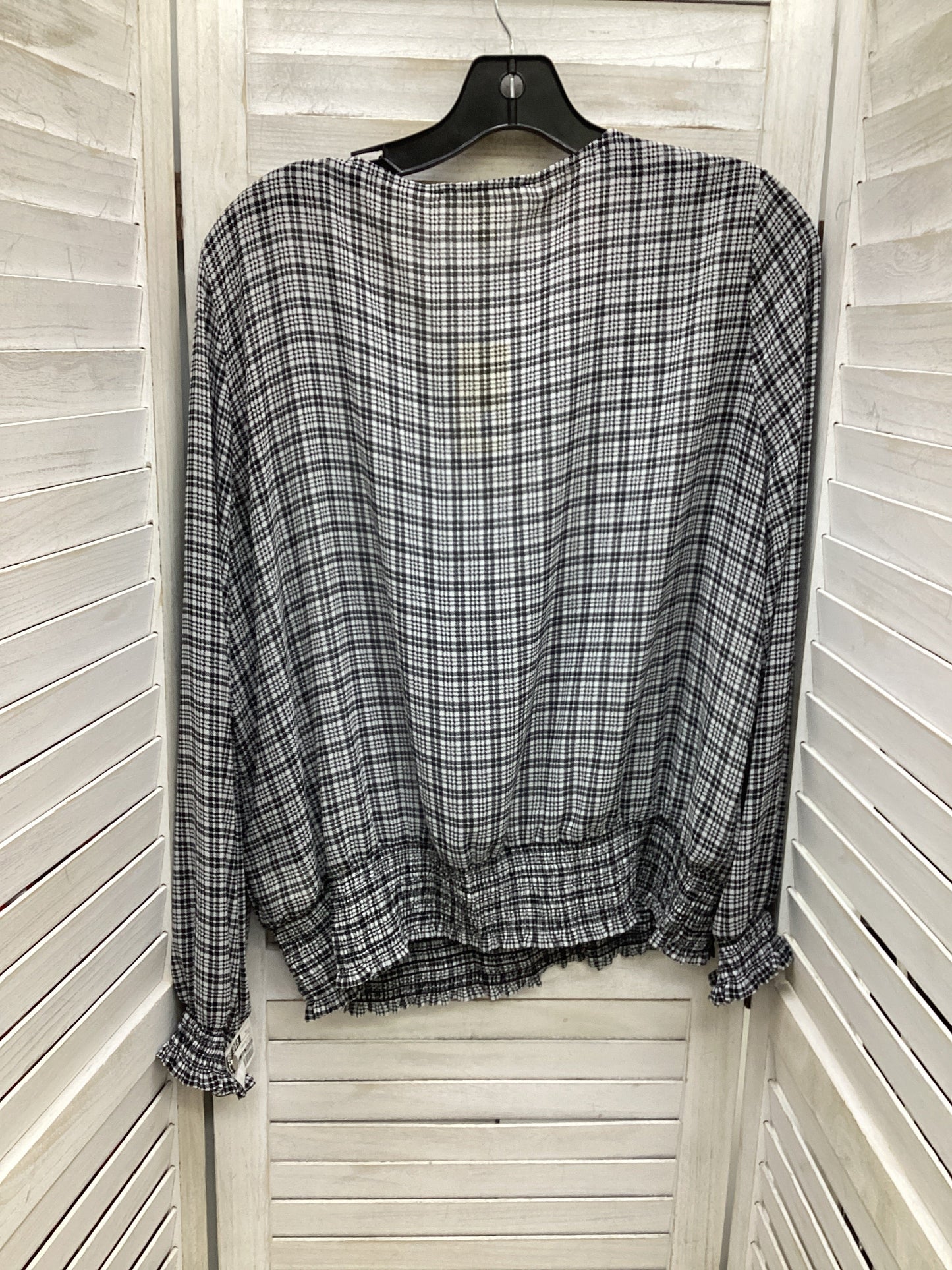 Top Long Sleeve By Michael Kors In Plaid Pattern, Size: Xl