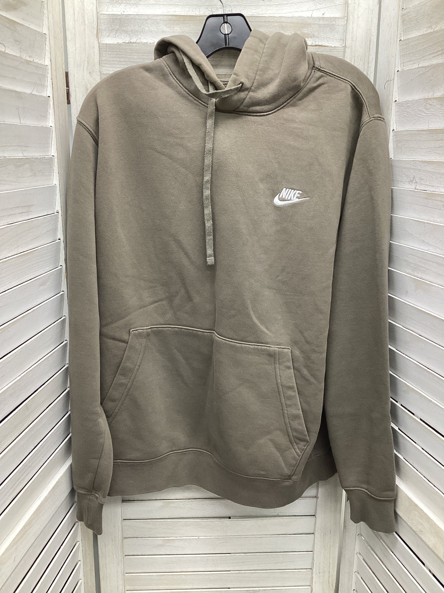 Athletic Sweatshirt Hoodie By Nike In Grey, Size: L