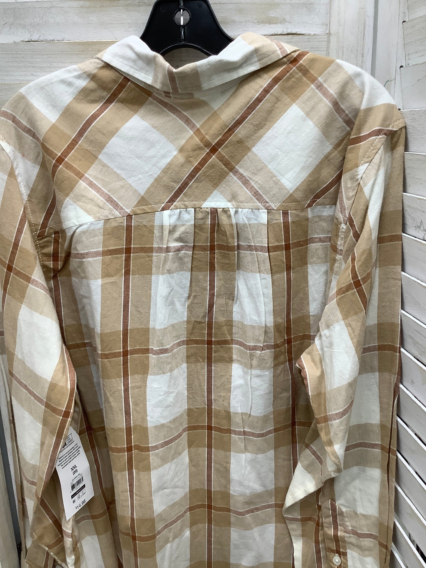 Top Long Sleeve By Time And Tru In Plaid Pattern, Size: Xxl