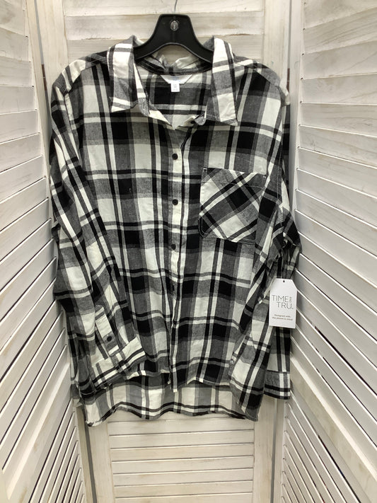 Top Long Sleeve By Time And Tru In Plaid Pattern, Size: Xxl