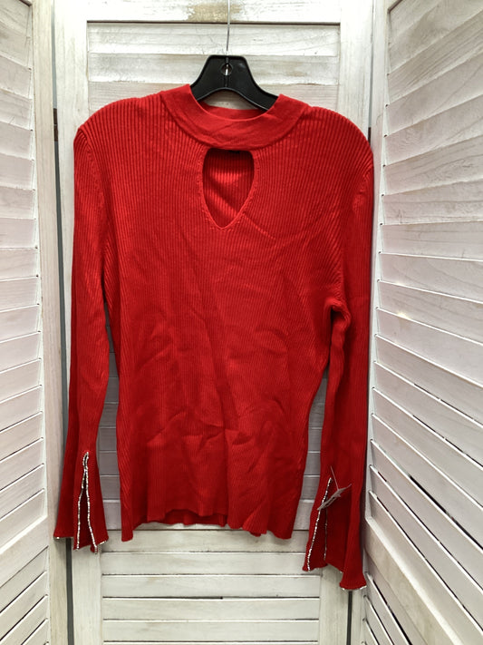 Top Long Sleeve By Inc In Red, Size: Xxl