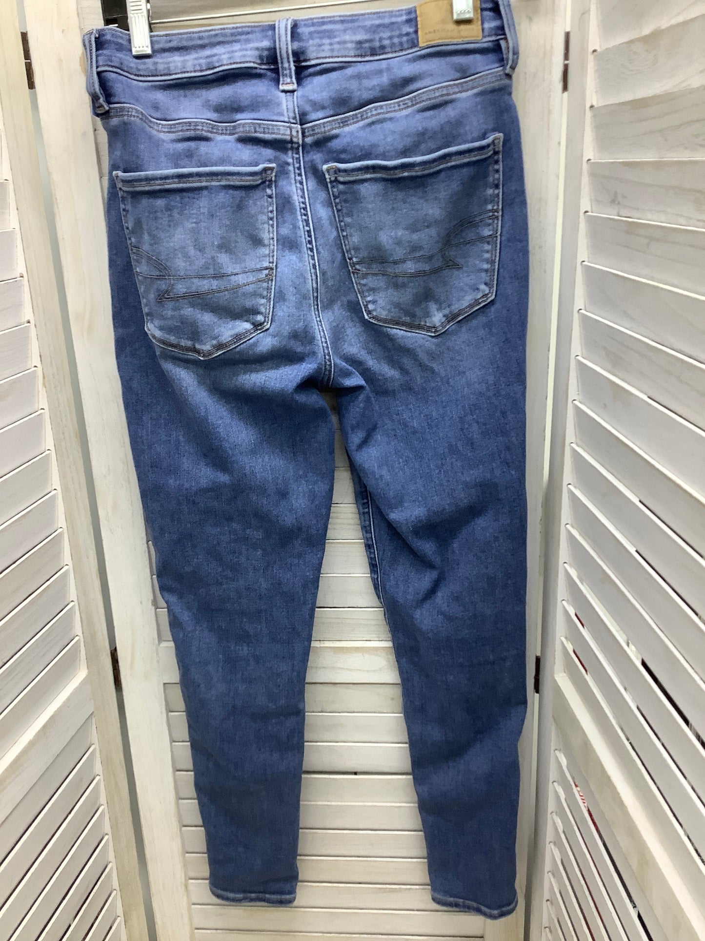 Jeans Skinny By American Eagle In Blue Denim, Size: 4