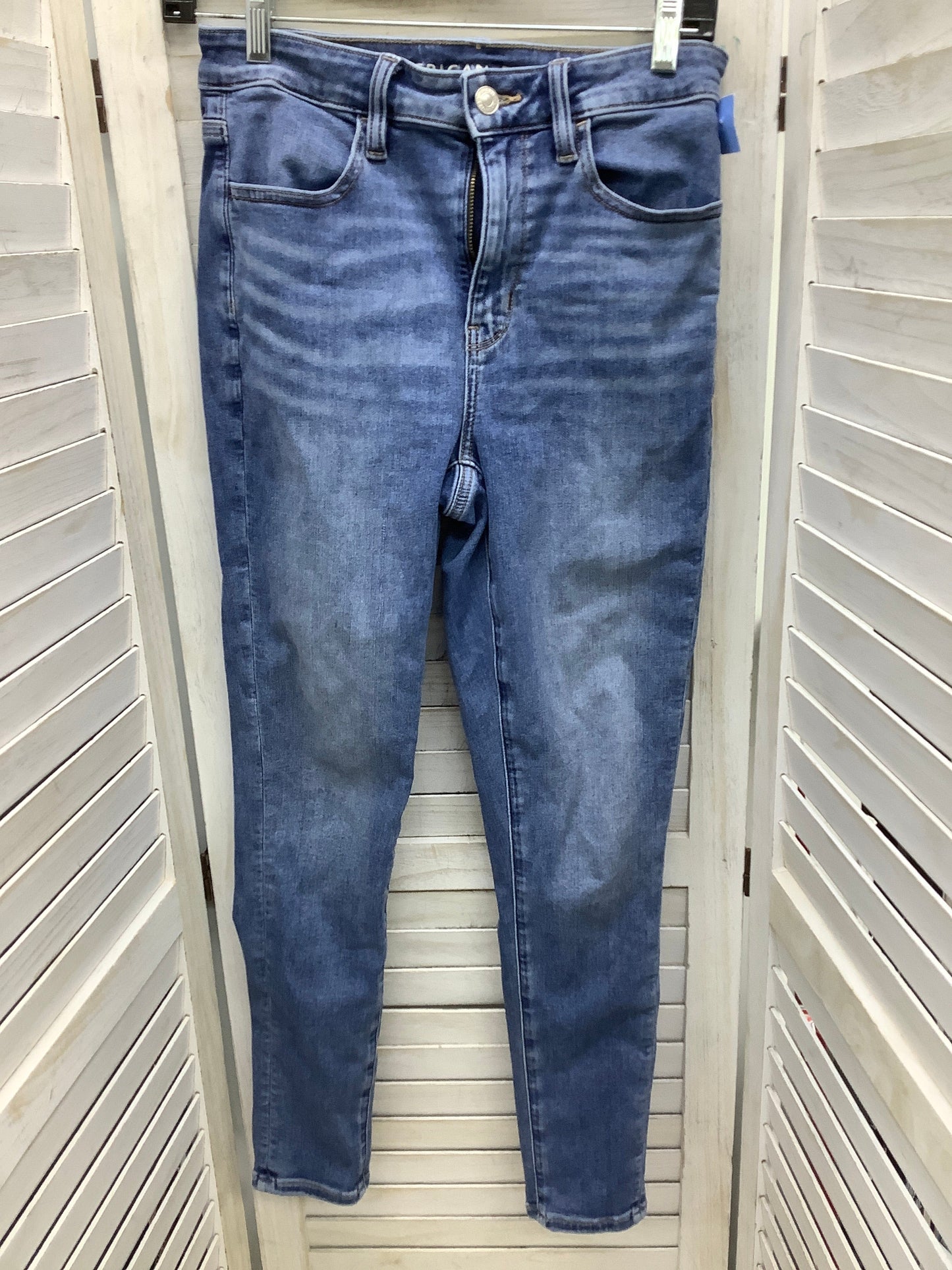 Jeans Skinny By American Eagle In Blue Denim, Size: 4