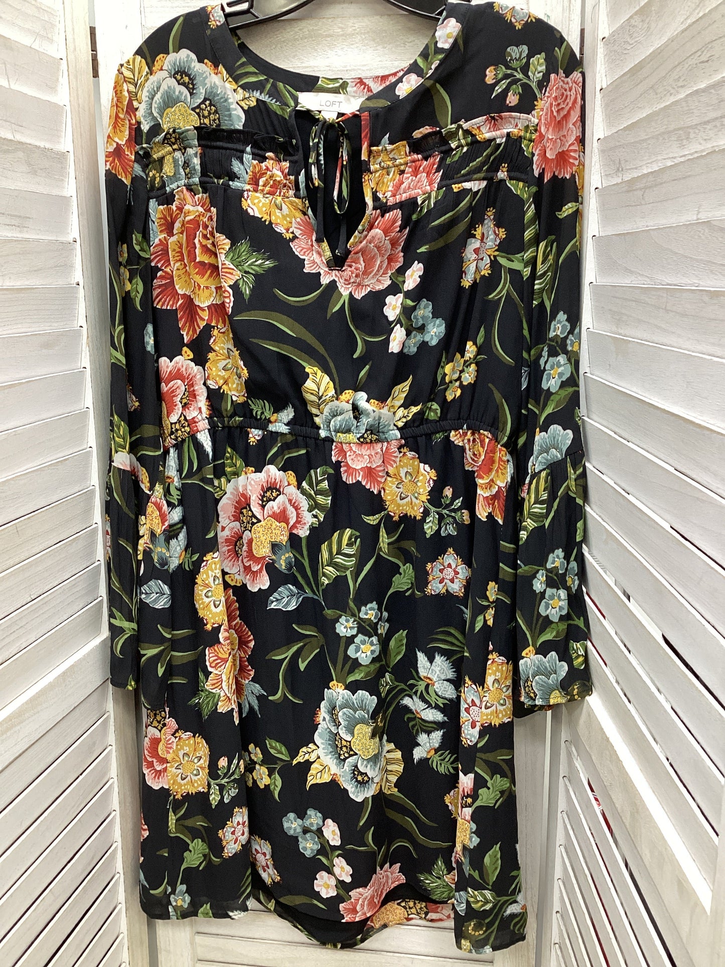 Dress Casual Midi By Loft In Floral Print, Size: L