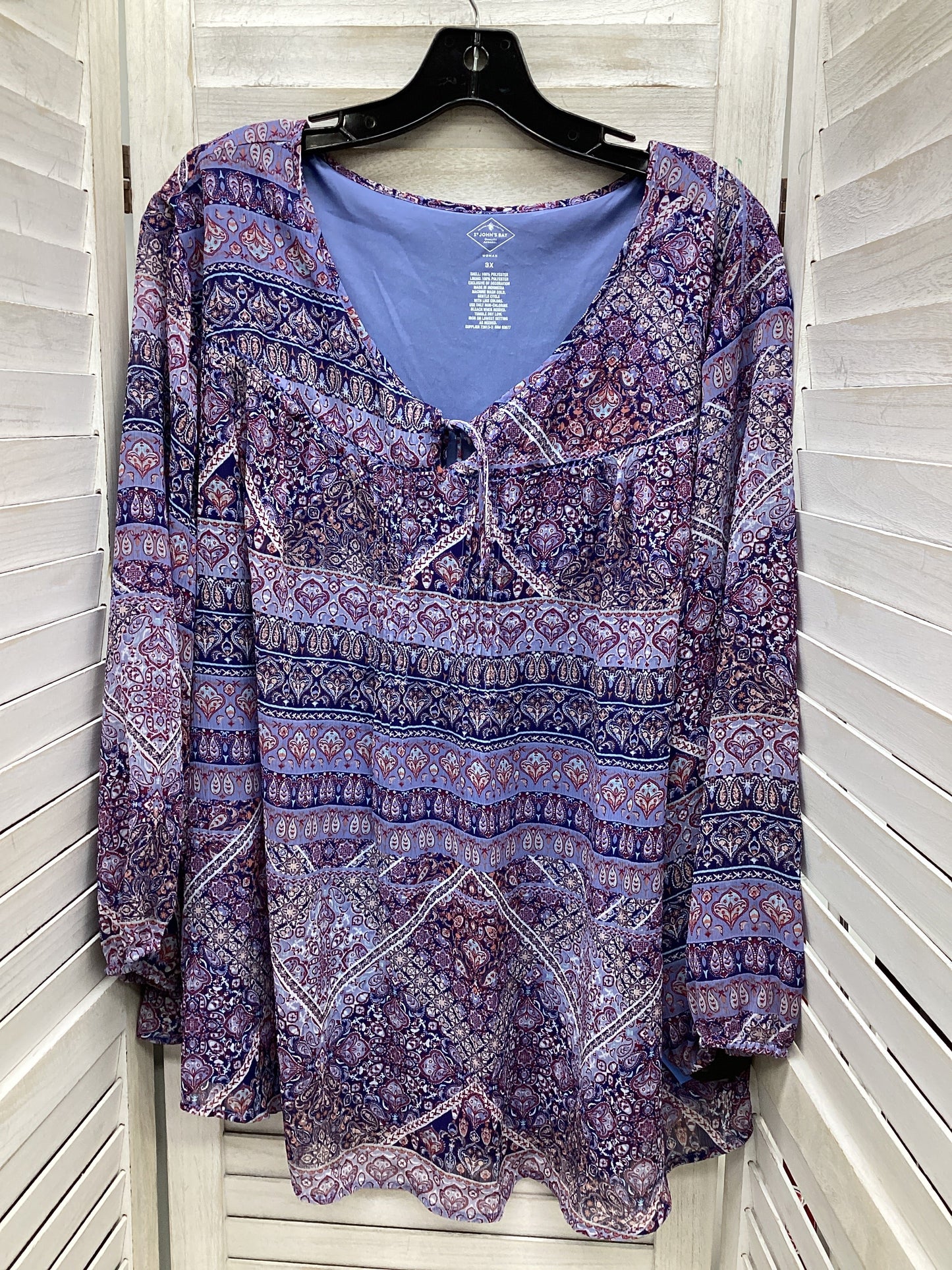 Top Long Sleeve By St Johns Bay In Paisley Print, Size: 3x